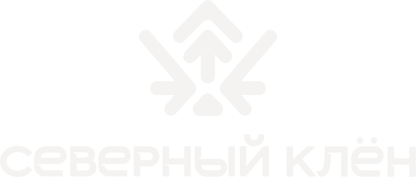 Светлый логотип «Северный клён» на зелёном фоне